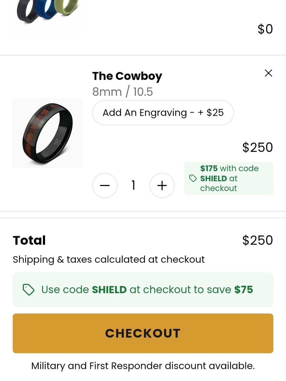 The Cowboy Black Tungsten Ring with Koa Wood Inlay - Manly Bands - Picture 4 of 5